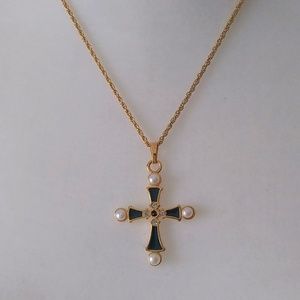 20" Long Vintage Costume Cross Necklace
